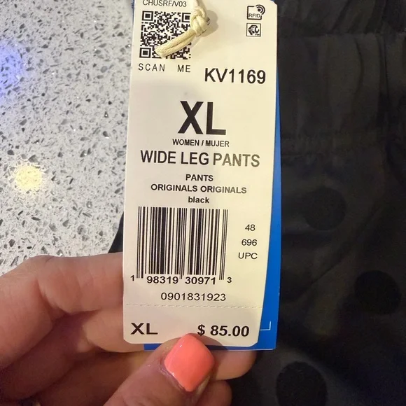 Adidas Black Polka Dot Wide Leg Track Pants - Picture 5 of 7